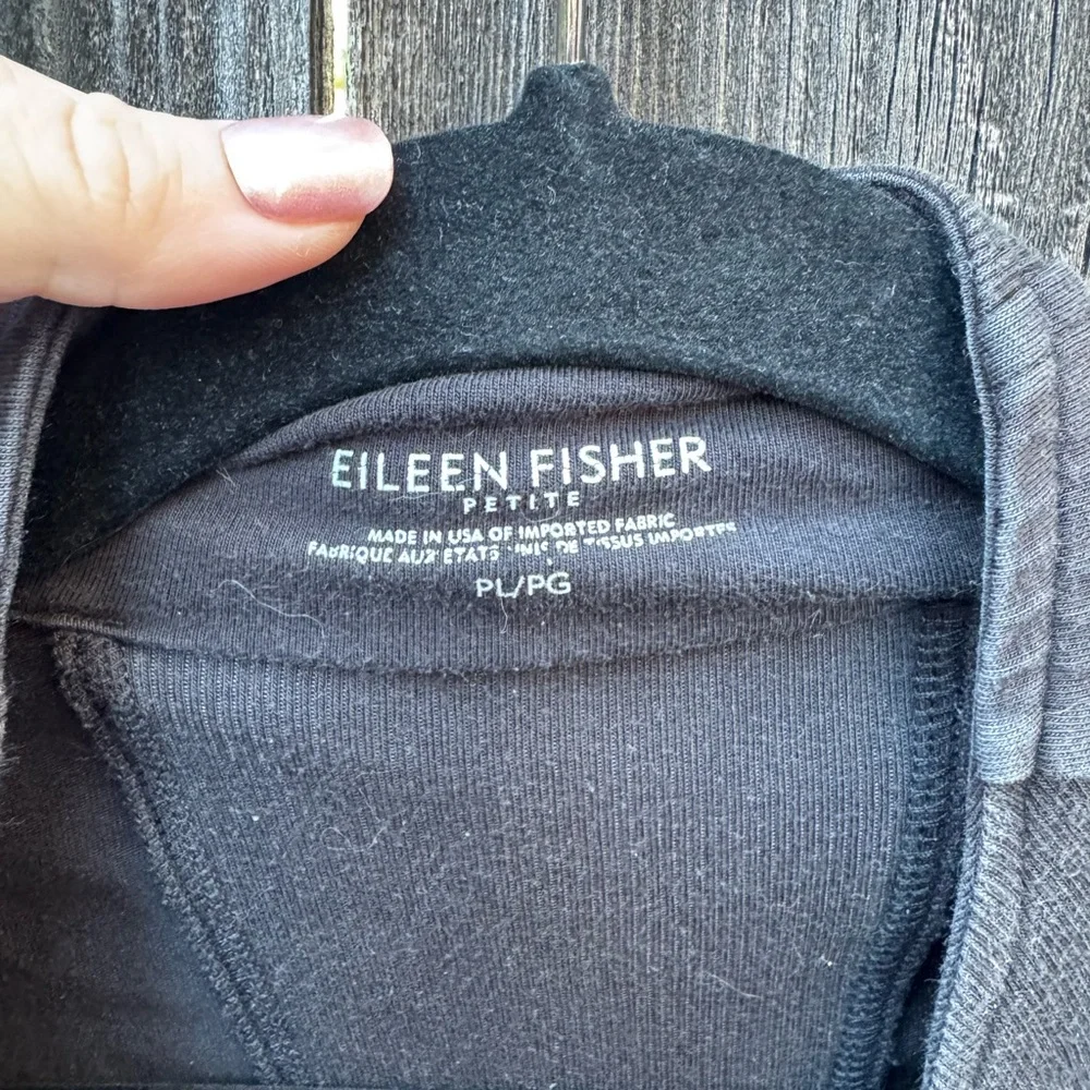 Eileen Fisher Asymmetrical Snap Front Cotton Jacket Black Size Petite Large - Picture 4 of 16